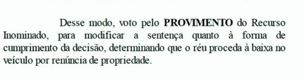 Imagem de decisão judicial sobre renúncia de propriedade de veículo, página 2